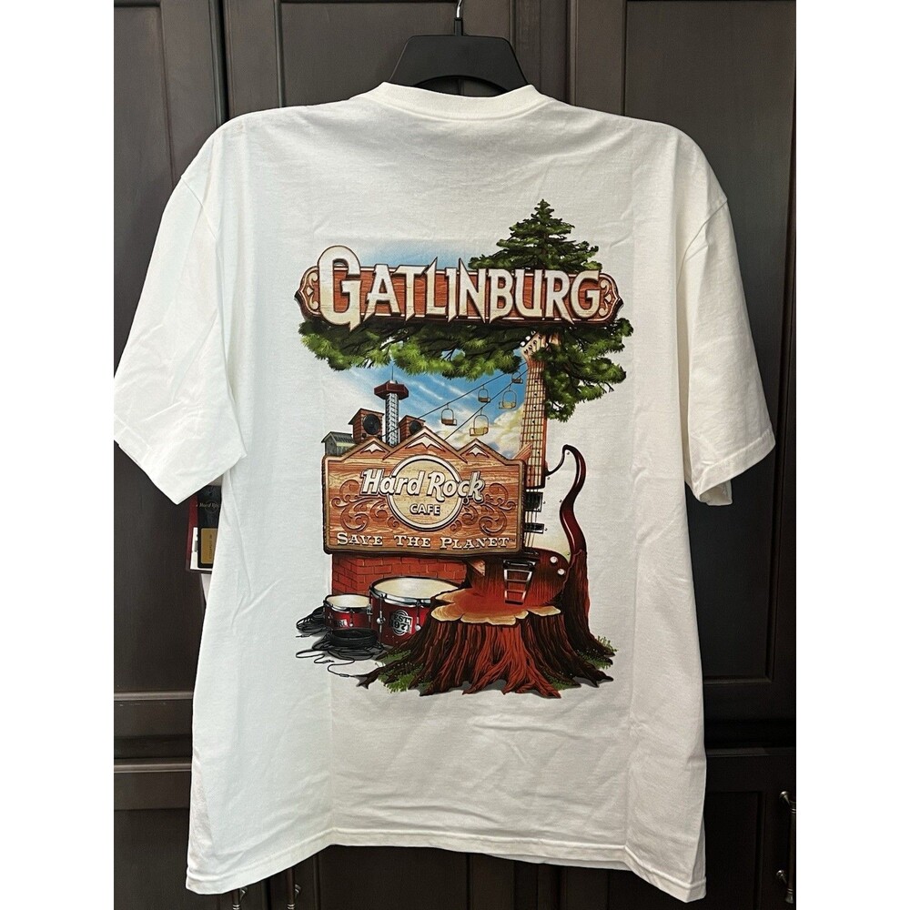 Hard Rock Cafe Gatlinburg, Tennessee White T-Shirt Men’s XL “Save The Planet”